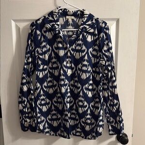 Talbots Blue and White Patterned Blouse